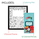 Coloring Matboard, Colored Pencils, & Picture Frame Kit