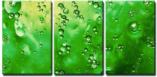 Green Drops on Canvas - 3 Panel