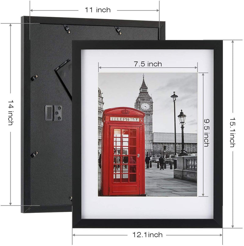 QMSHTUO 11x14 Picture Frame with Mat for 8x10, Solid Pine Wood 11 x 14  Poster Frames, Horizontal and Vertical Formats for Wall Hanging Photo  Frame, Black, (Pack of 1) : : Home