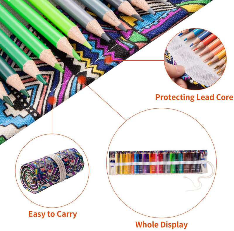 Wrapables Pencil Roll Organizer, Colored Pencil Wrap Pouch (72 Slots) Horses & Maidens