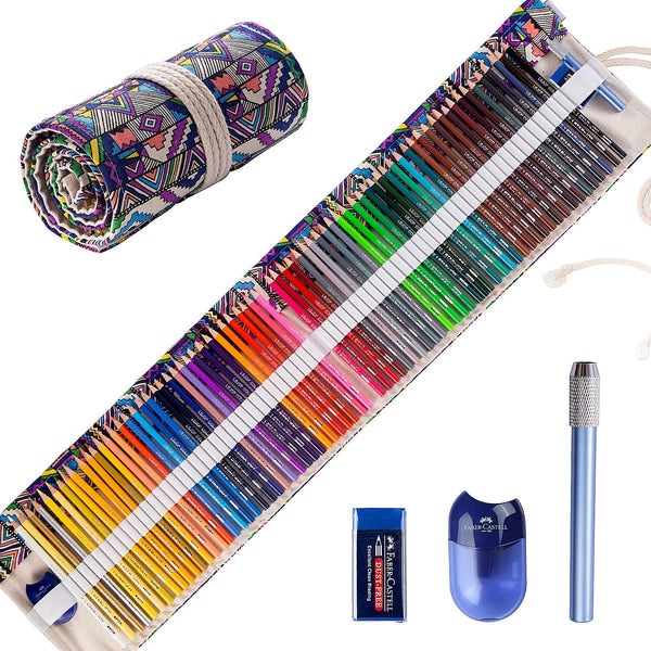 Artist Roll up Organizer Case-24 Slots Blue Wrap with a Removable Storage  Pouch,Art Kit Case,Stationery Organizer,Pencil Holder,Color Pencil Storage