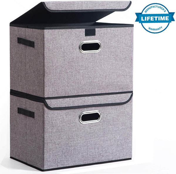 Linen Foldable Storage Box - Set of 2